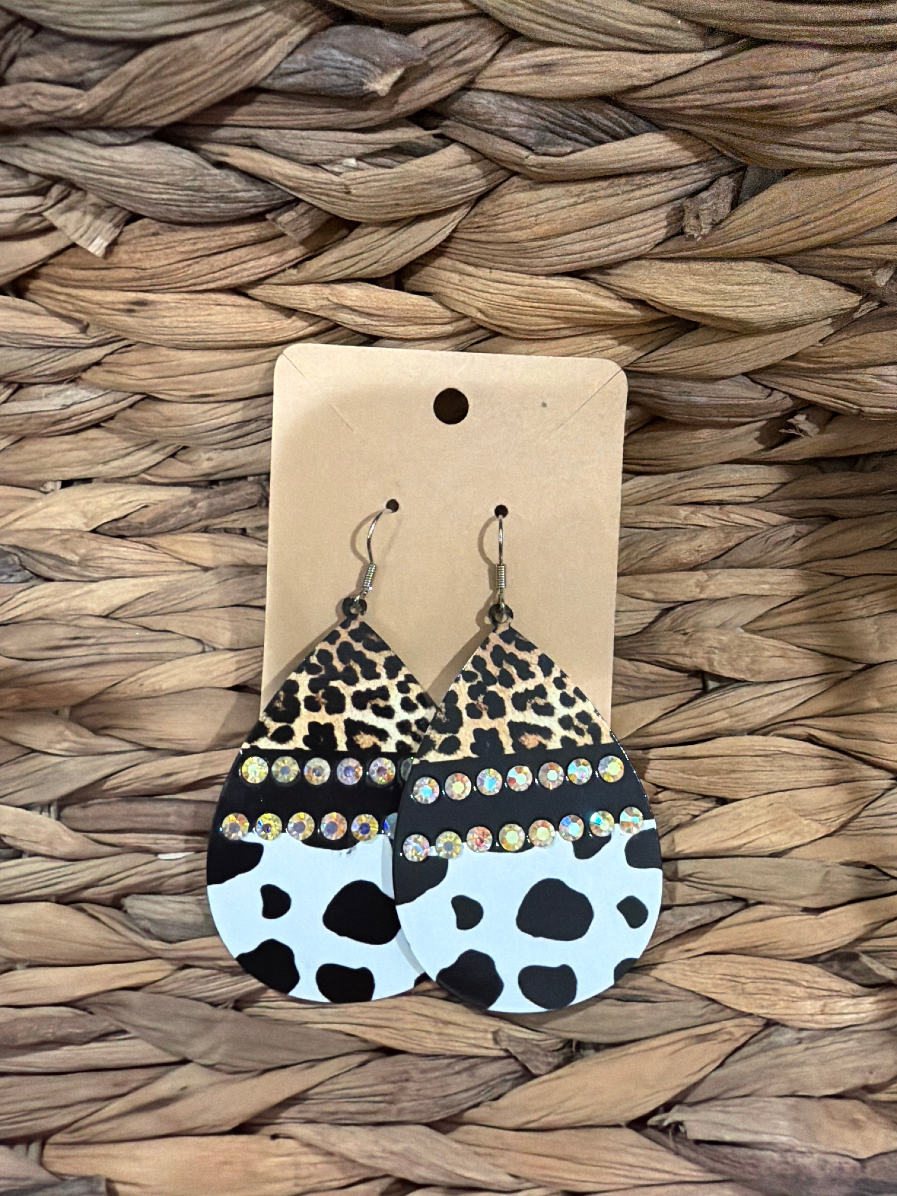 Cheetah & Cowprint Oval Earrings
