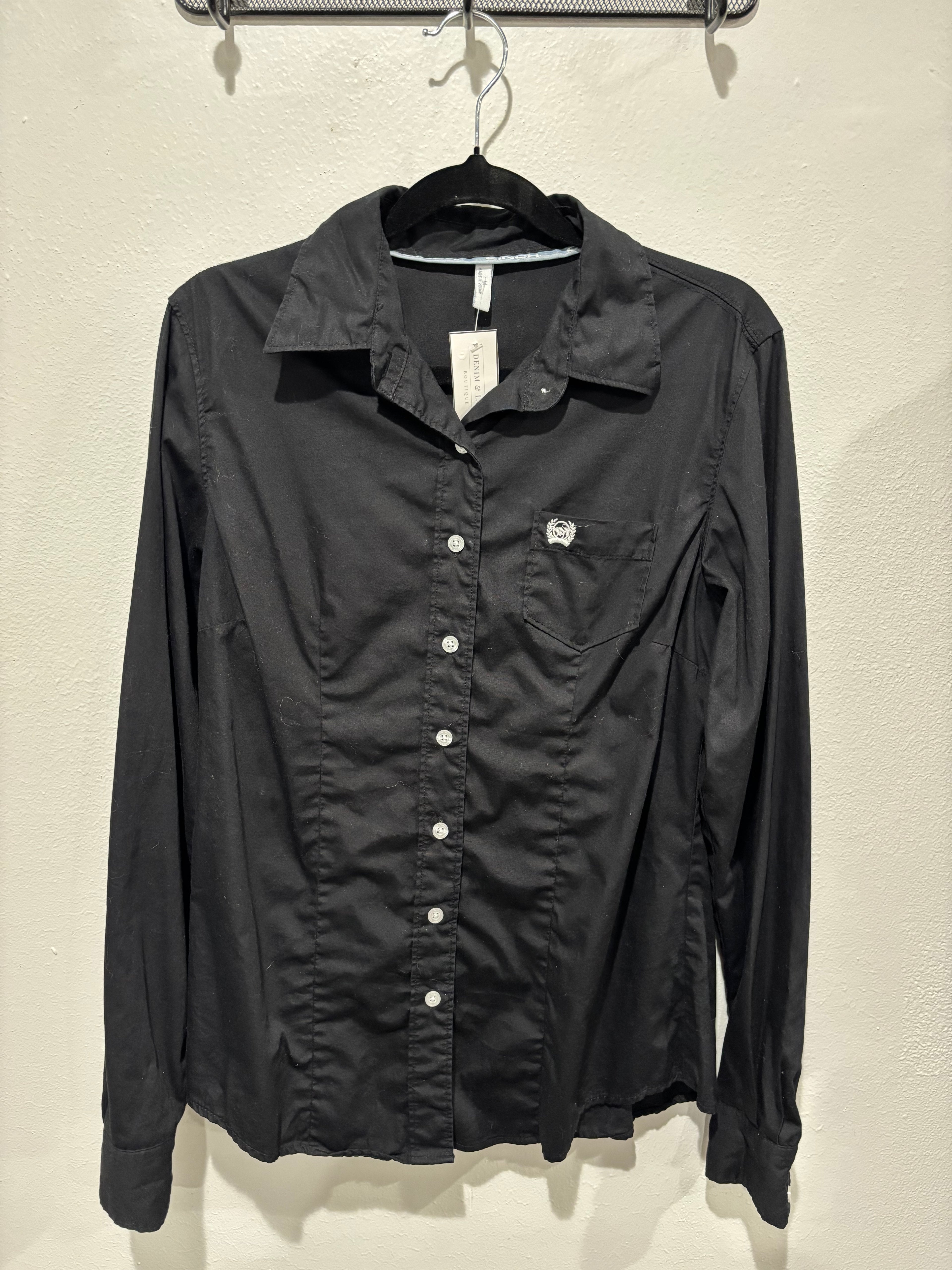 Pre-Loved Black Cinch Button Up