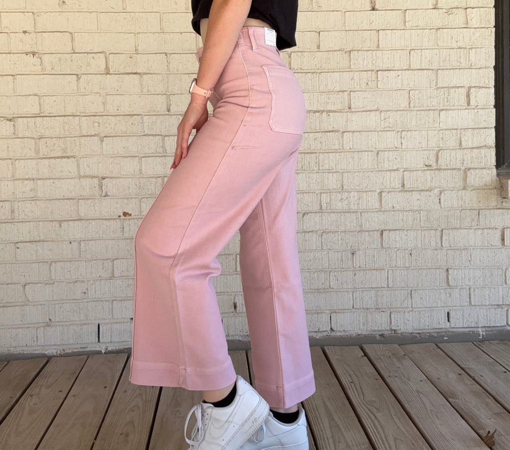 High Rise Pink Jeans