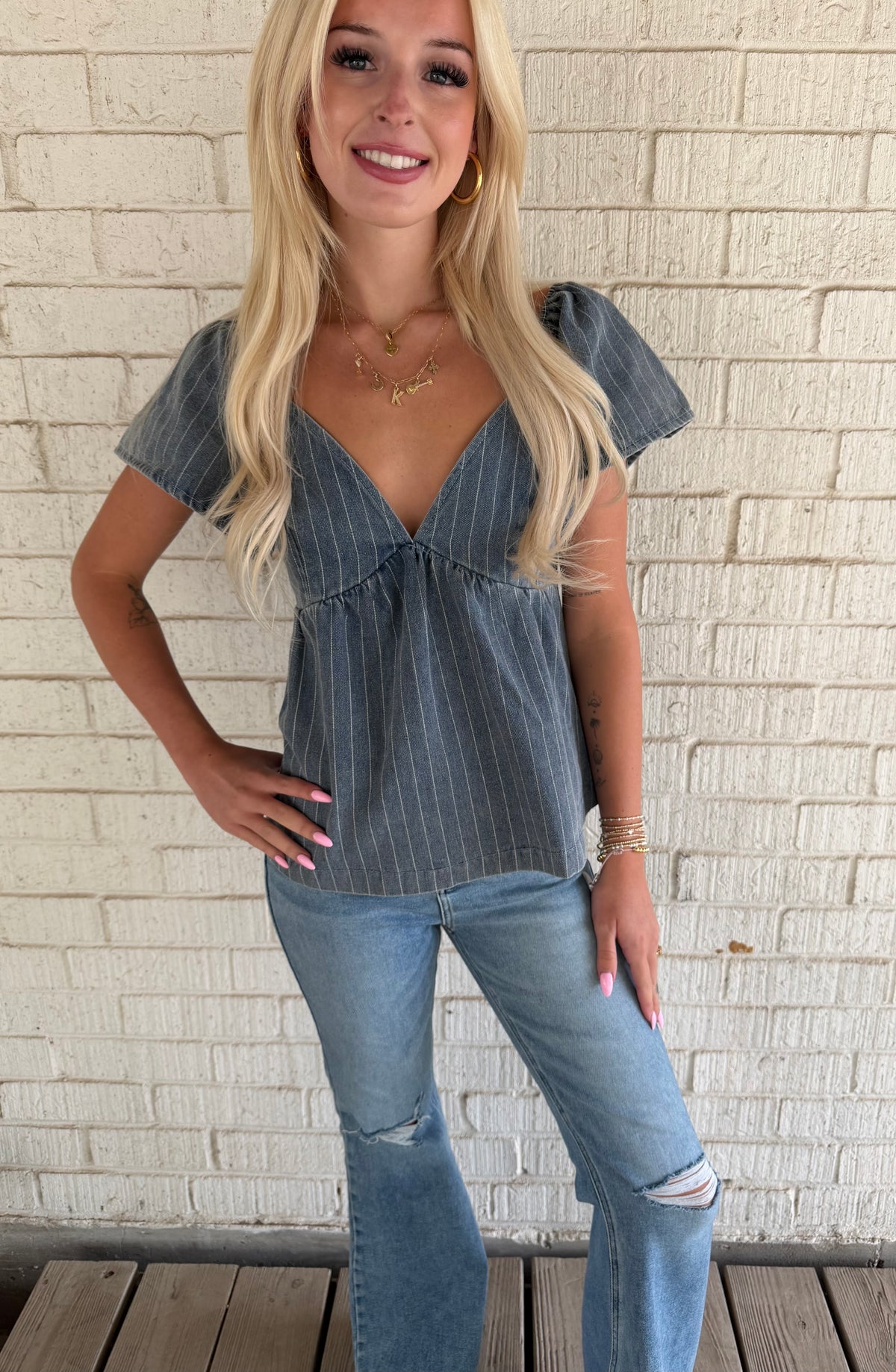Pinstripe Darling Top