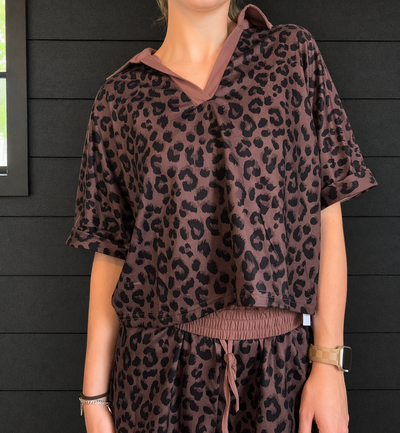 Leopard Luxe Collared V-Neck