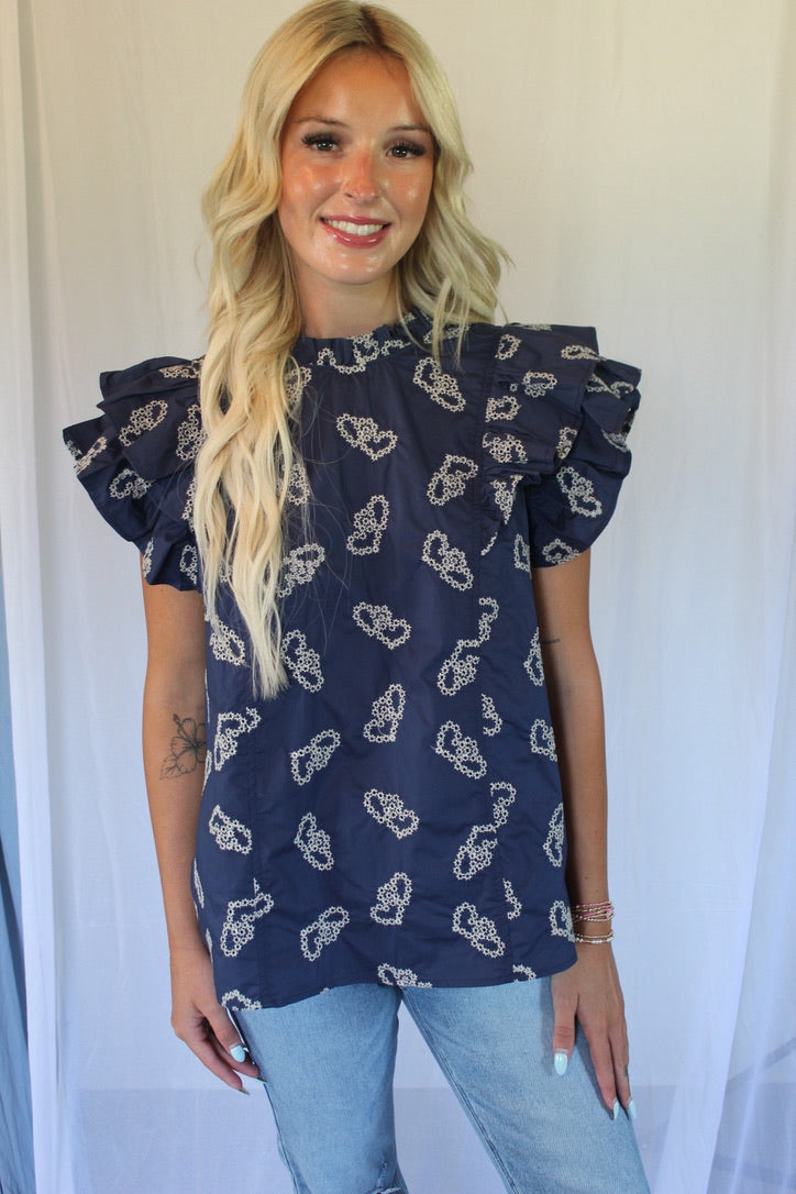 Lovely In Navy Blouse