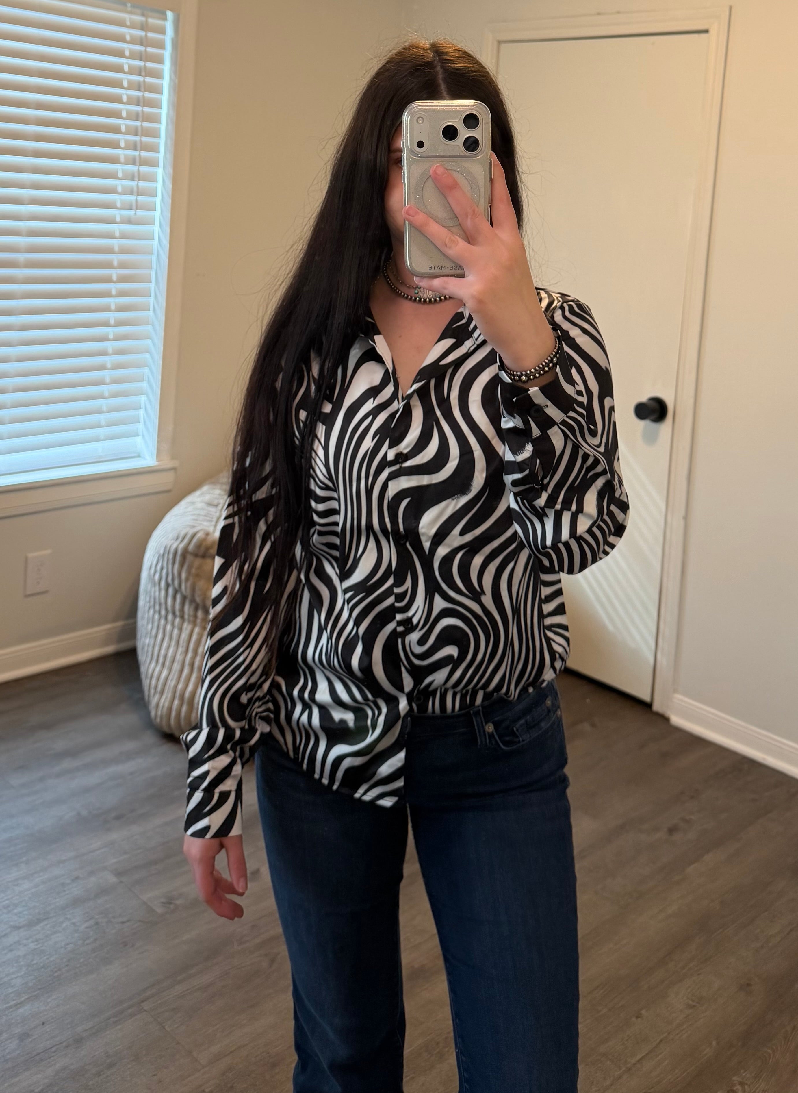 Midnight Stripe Satin Top