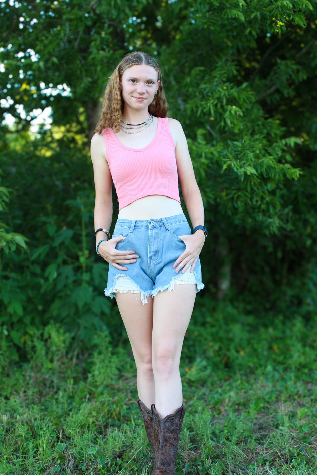 Denim & Lace Shorts- Blue and Black