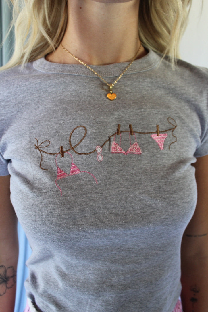 Bikini Breeze Embroidered Baby Tee