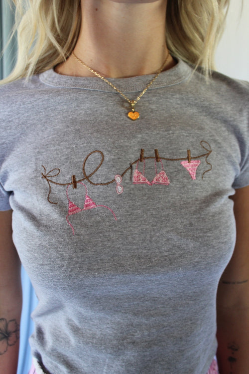 Bikini Breeze Embroidered Baby Tee