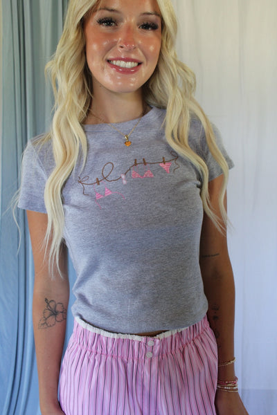 Bikini Breeze Embroidered Baby Tee