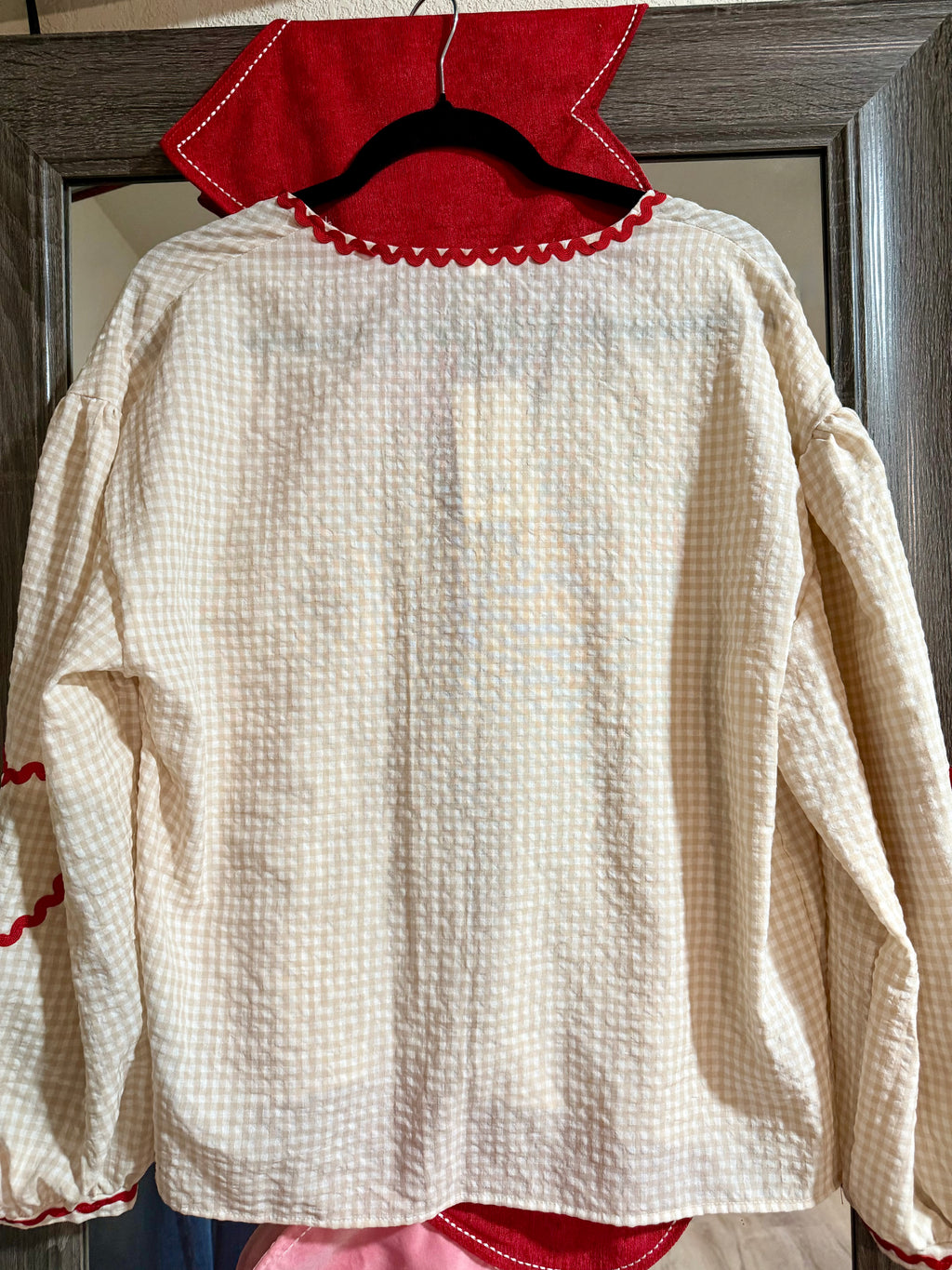 Patch-Work Tie Front Blouse