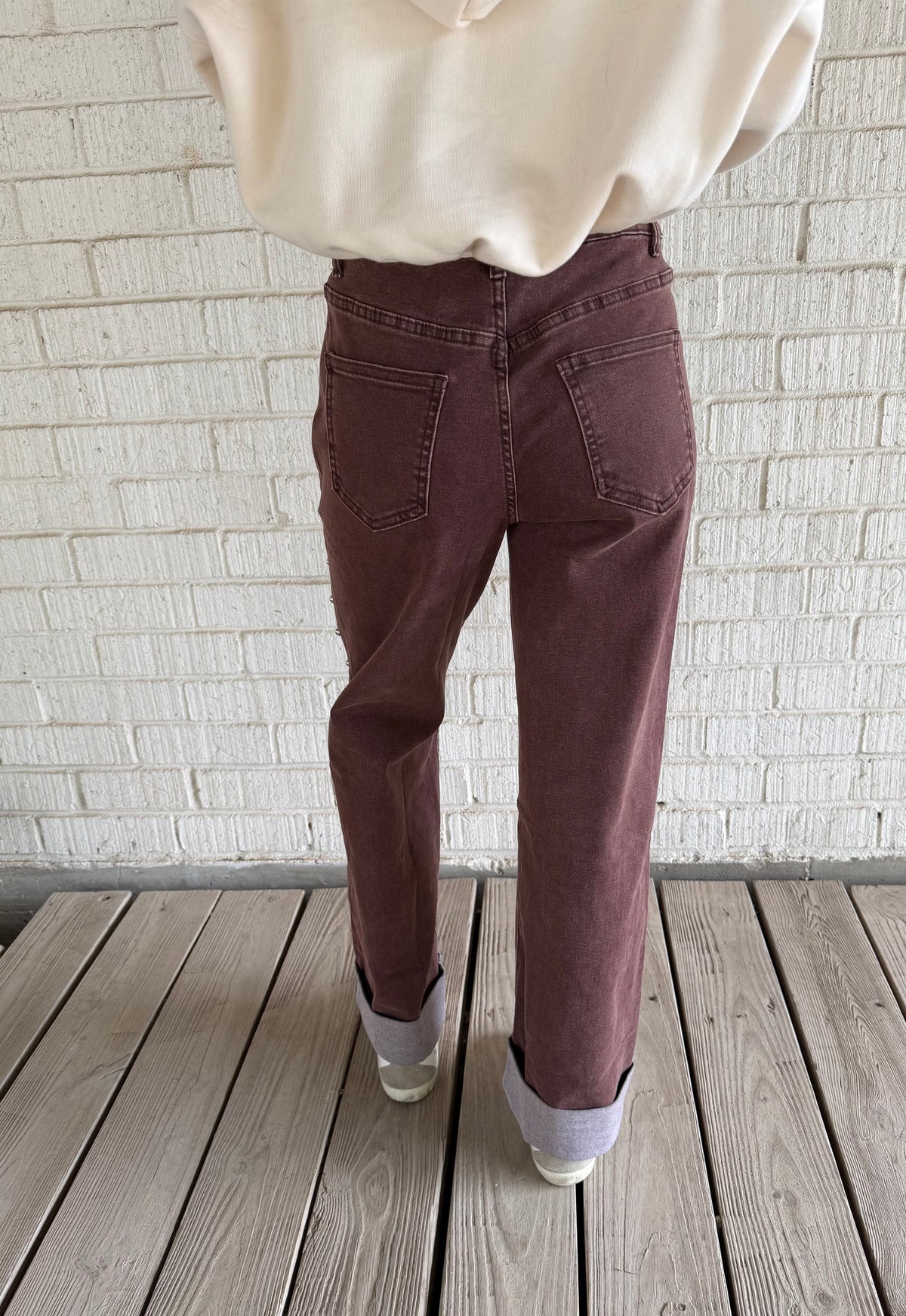 Toffee Studded Wide Leg Jeans