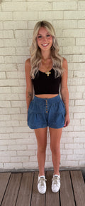 Ruffle Denim Shorts