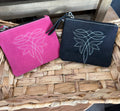 Suede Embroidered Coin Pouch
