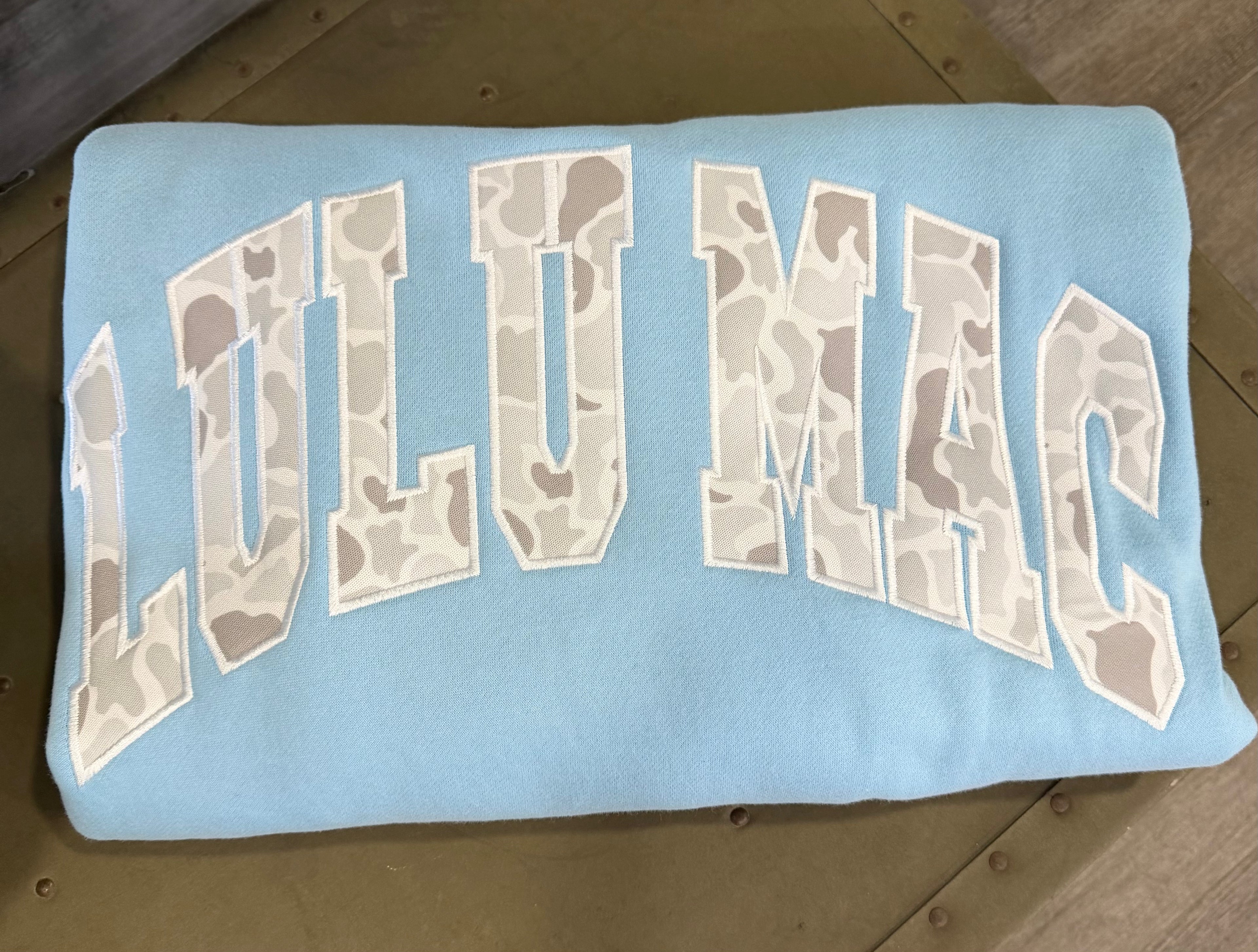 LULU MAC Blue and Camo Sweatshirt