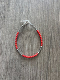 Red Coral & Sterling Bracelet