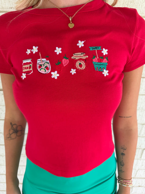 Berry Bliss Embroidered Baby Tee