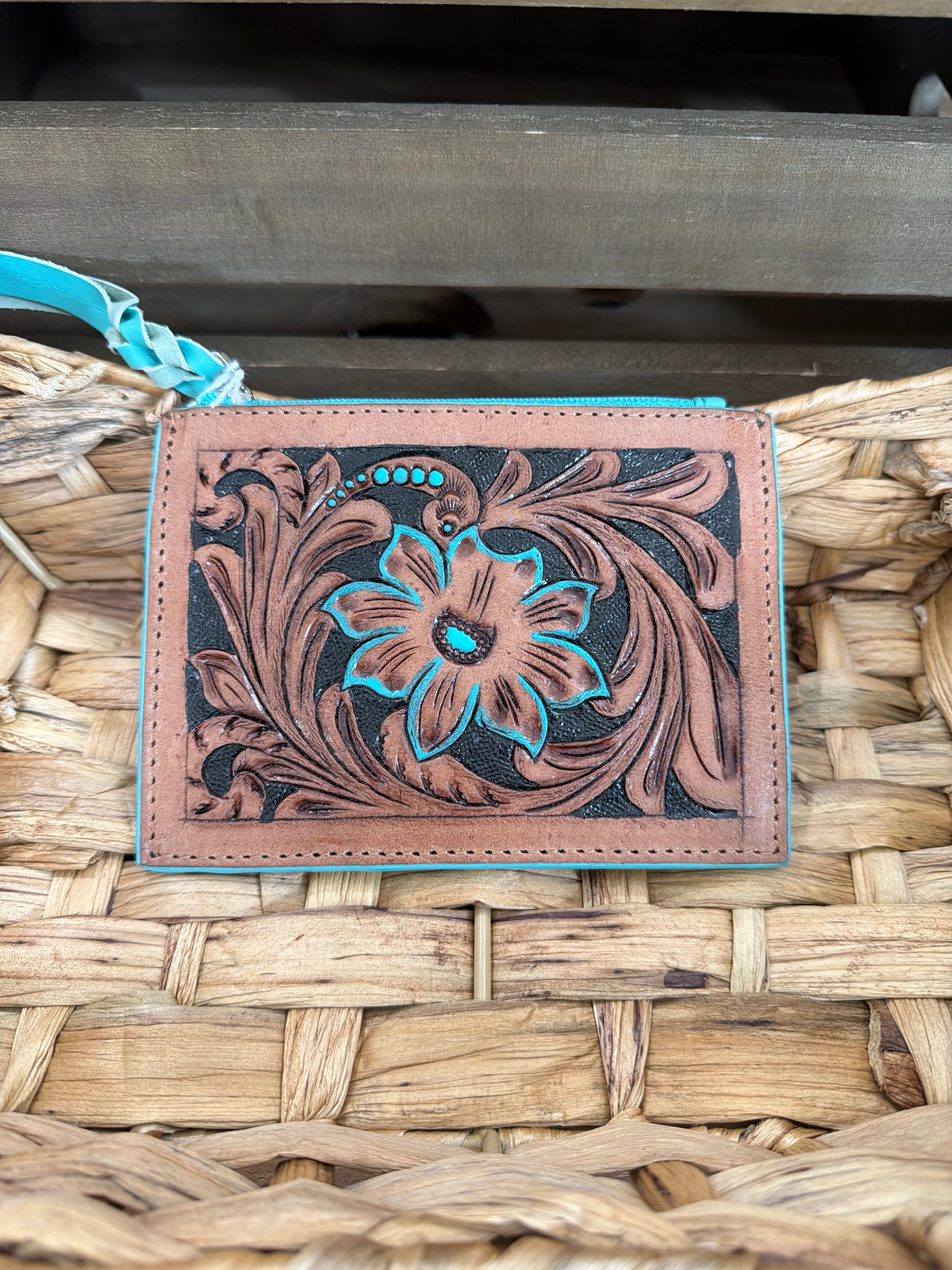 Leather Tooled Card Wallet
