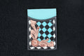 Checkered Tooled Leather Credit Card Holder