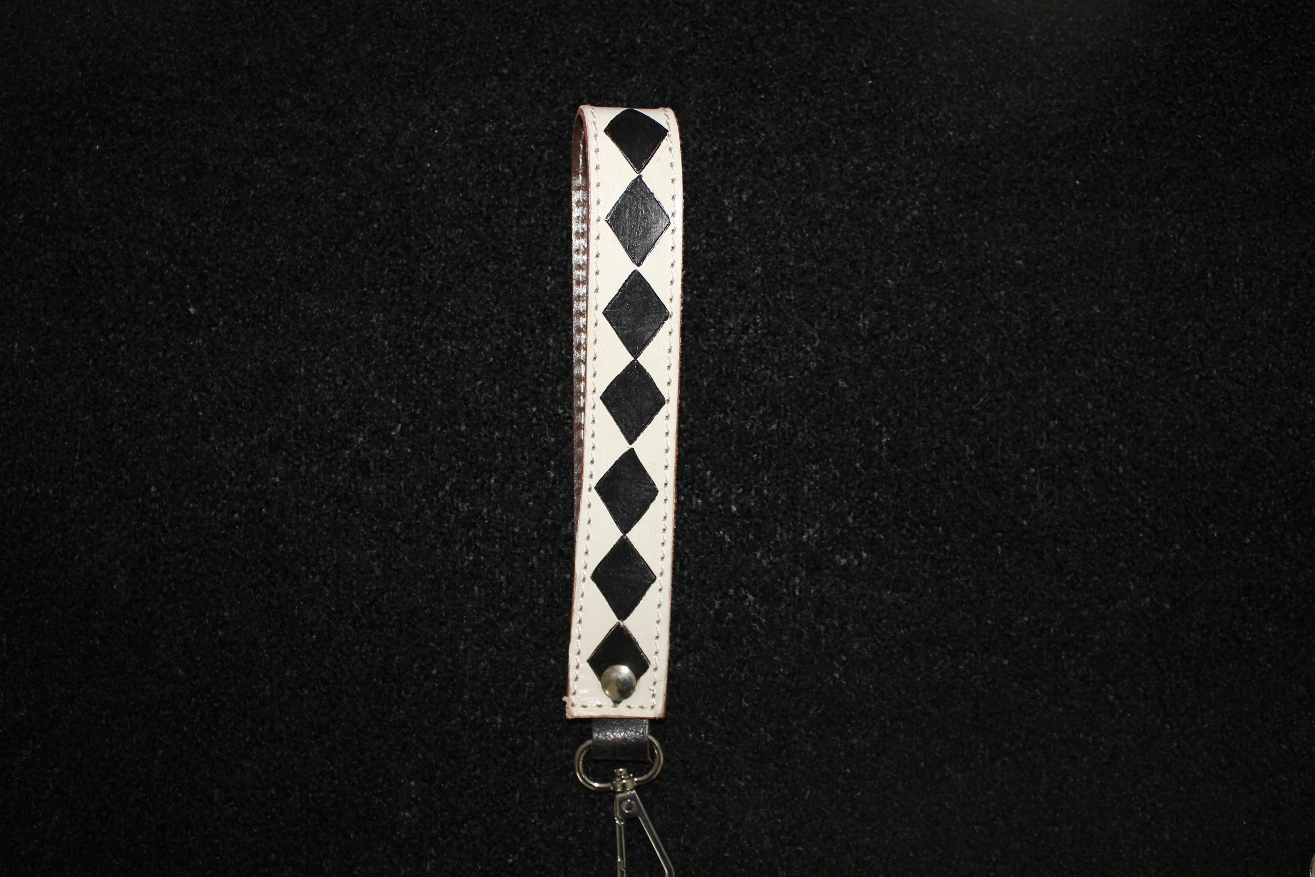 Checkered Leather Keychain Wristlet