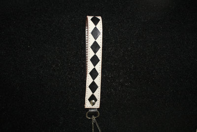 Checkered Leather Keychain Wristlet