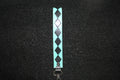 Turquoise Checkered Leather Keychain Wristlet