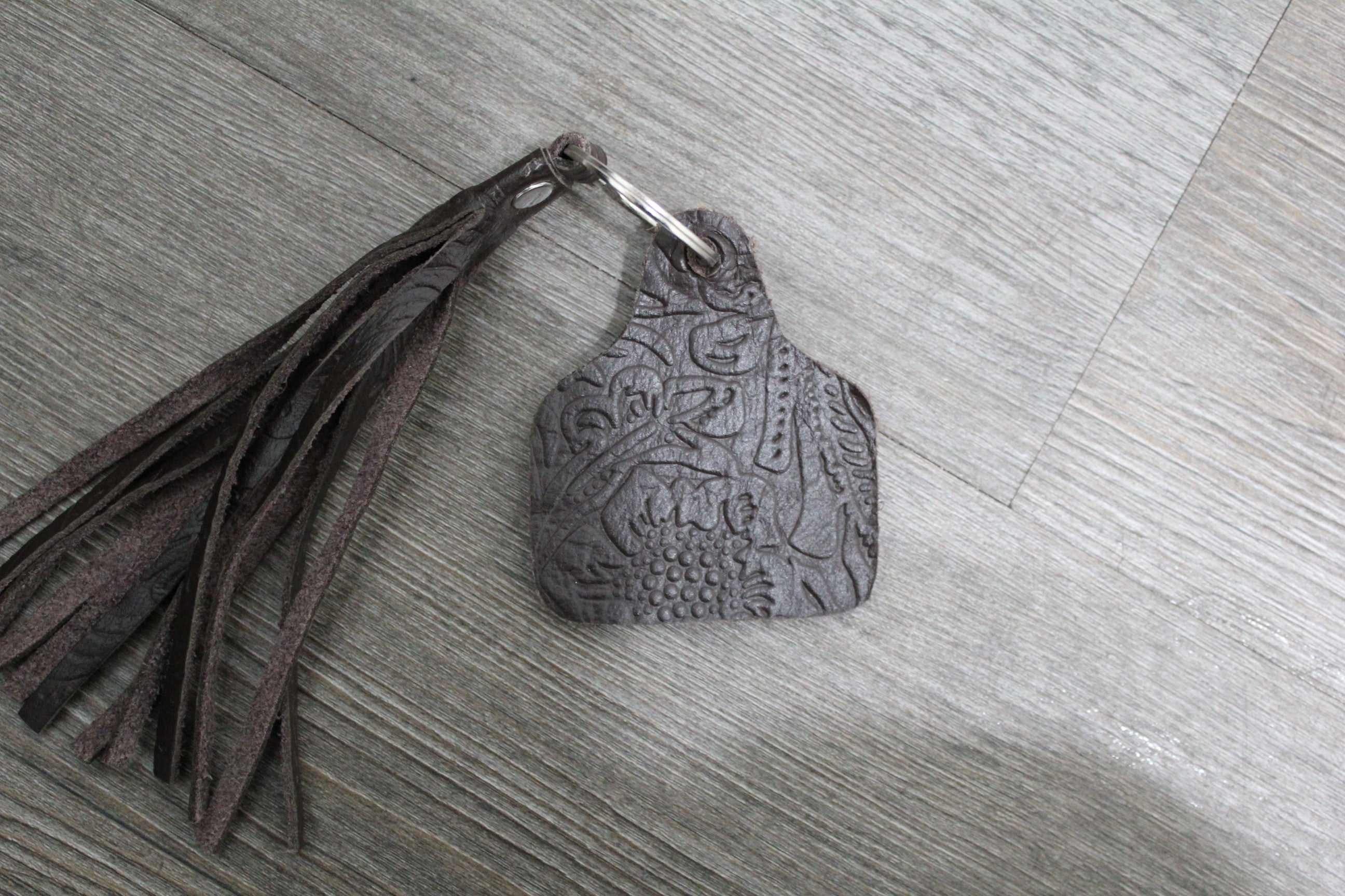 Cowtag Embossed Leather Keychain