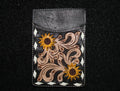 Sunflower Tooled Leather Credit Card Holder